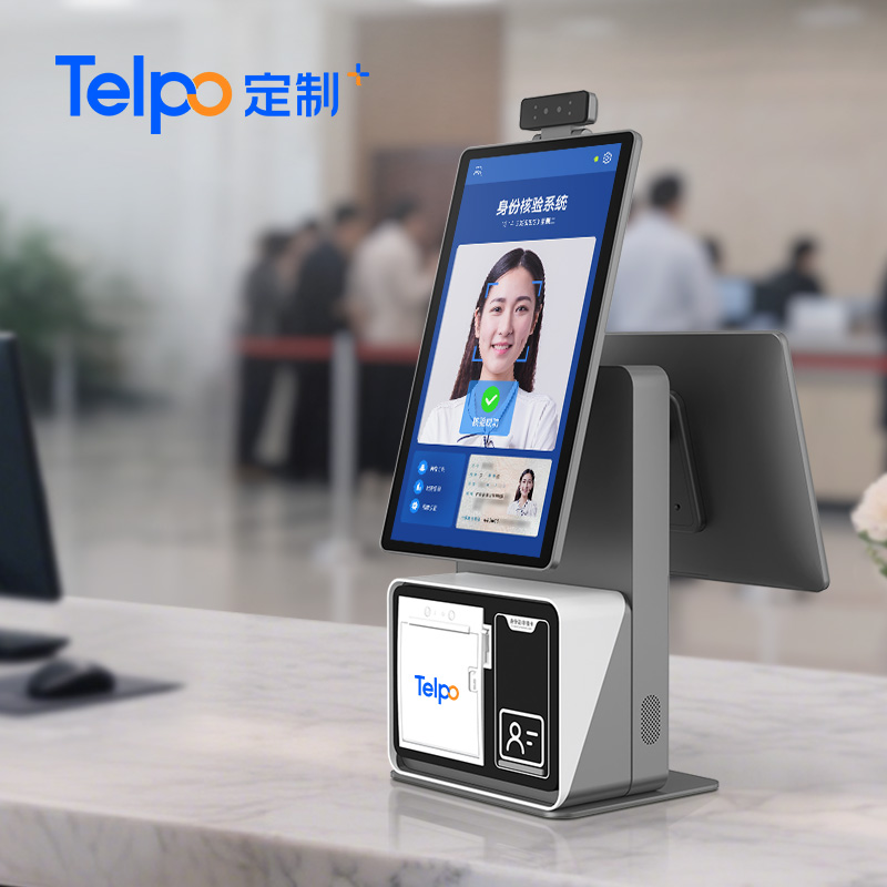 天波訪客登記自助終端K2 雙目識別身份證識別 4G加密通信防偽打印訪客機